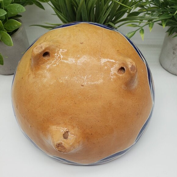 Vintage Hand Painted Mexican Talavera Blue Bird Art Pottery Dish 7.5" - Picture 6 of 8